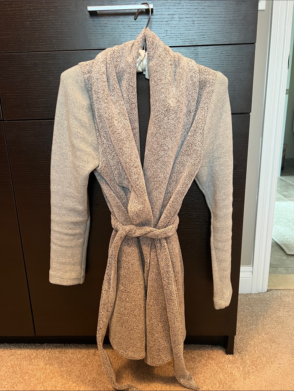 Cozy Shawl Tie Sweater - Beige